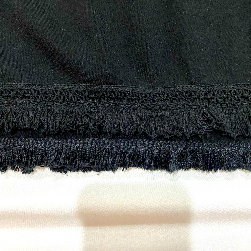 🎉Bailey/44 Dress w/ Sheer Panel w/ Double Fringe @ Hem & Fringe Above Panel SzL - Picture 6 of 10